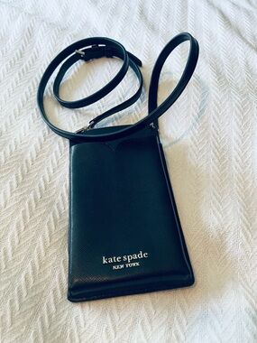 kate spade Black Crossbody Card Pouch with Strap